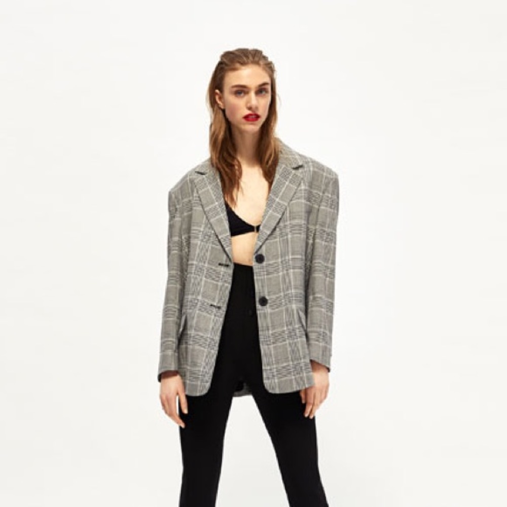 Zara Oversized Checked Blazer M